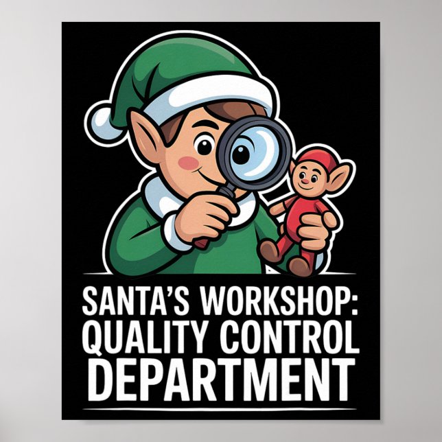 Poster Santas Workshop Controle de Qualidade de Natal (Frente)