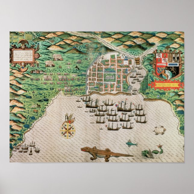 Poster Santiago, Cabo Verde, 1589 (Frente)
