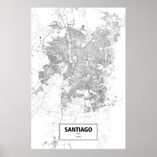 Póster Santiago, Chile (black on white)