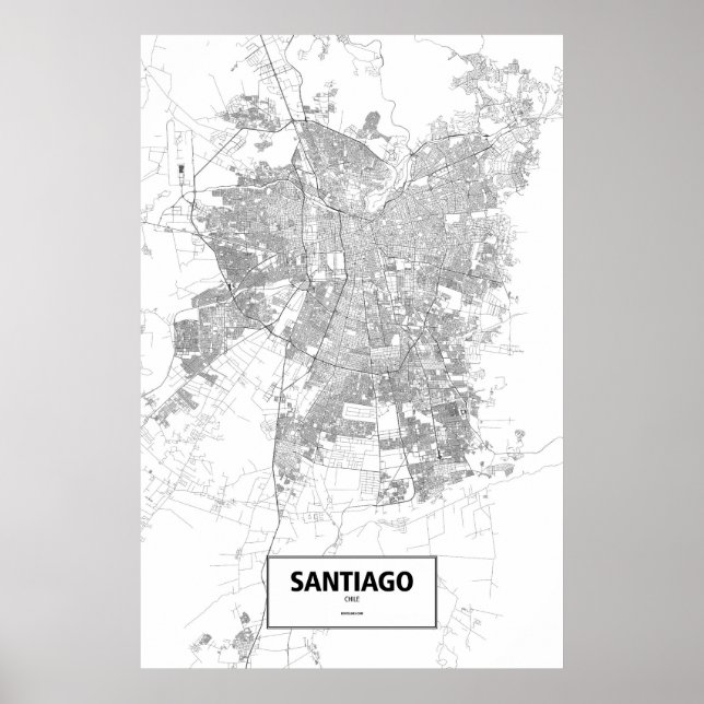 Póster Santiago, Chile (preto a branco) (Frente)