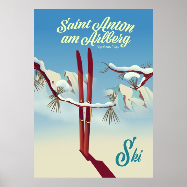 Poster Santo Antão no Arlberg, Alpes de Tirol, Áustria Es (Frente)