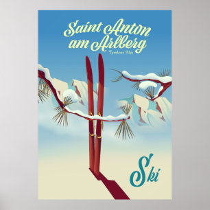 Poster Santo Anton am Arlberg, Alpes de Tyrolean, Áustri