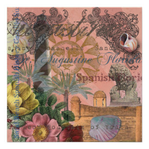 Póster santo augustine florida viagem antiquada arte