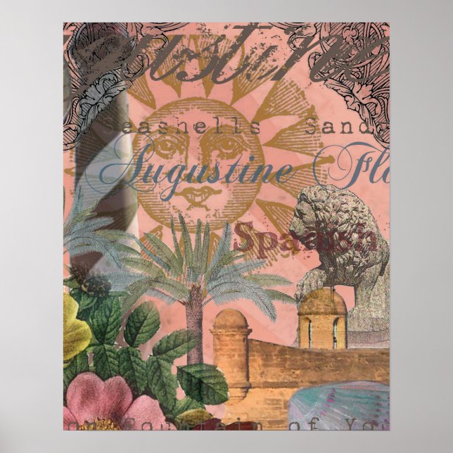 Póster santo augustine florida viagem antiquada arte (Frente)
