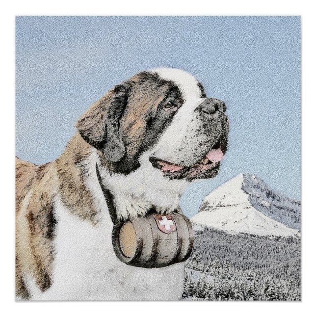 Póster Santo Bernard Painting - Arte Cachorra Original (Frente)