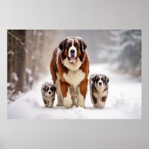 Poster Santo Bernard Pet Dog Animal Family
