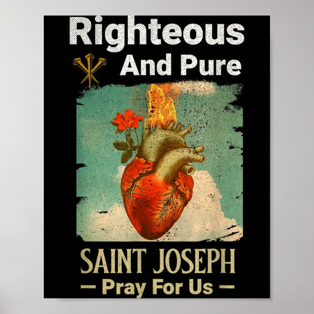 Poster Santo Católico José, Padroeiro dos Pais, Reze (Frente)