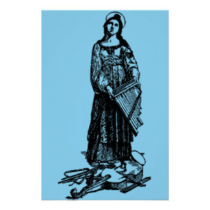 Póster Santo Cecilia com violino por Raphael
