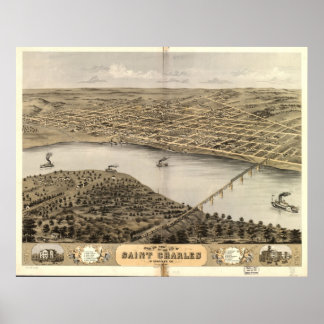 Poster santo Charles MO Birds 1869 Olhos Ver Mapa Panorâm