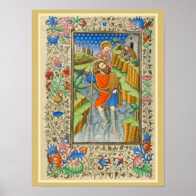 Poster Santo Christopher Medieval Ilumination (Frente)