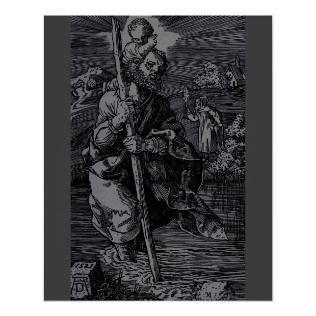 Póster Santo Christopher venerado por cristãos (Frente)
