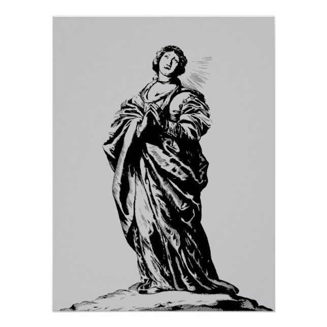 Póster Santo Cunera de Rhenen virgem e mártir (Frente)