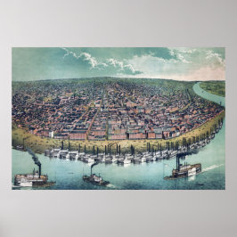 Póster Santo de Mapa Antiquado, Rio Louis Missouri