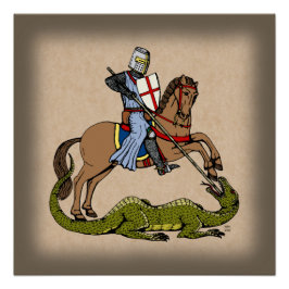 Póster Santo do século 13 George e Dragão