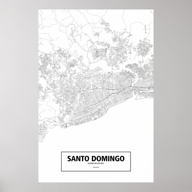 Poster Santo Domingo, República Dominicana (preto no bran (Frente)