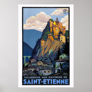 Poster Santo-Etienne França de 1930 Viagens vintage