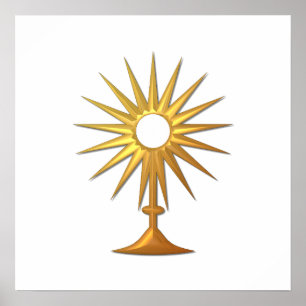 Poster Santo Eucarista em Monstrance ouro