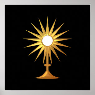 Póster Santo Eucarista em Monstrance ouro