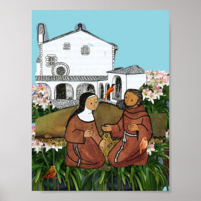 Poster Santo Francis e Santo Clare da Placa Assisi (Frente)