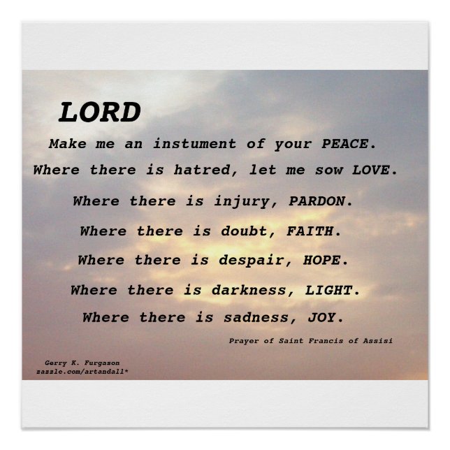 PÓSTER SANTO FRANCIS PRAYER GLOSSY (Frente)