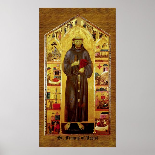 Poster Santo Francisco de Assisi Iconografia Medieval (Frente)