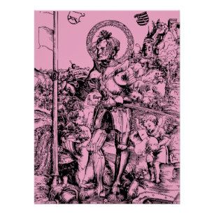 Póster Santo George em pé com dois anjos