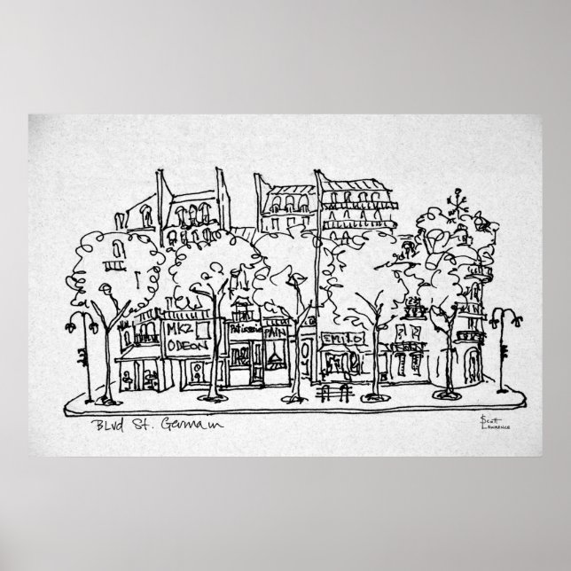Poster Santo-Germain-des-Pres | Paris, França (Frente)