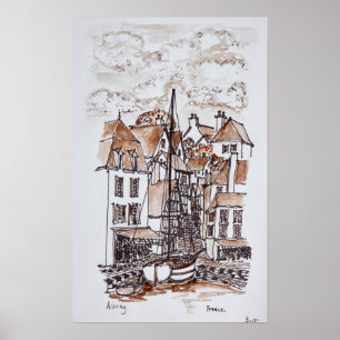 Poster Santo-Goustan Port, Auray Brittany, França
