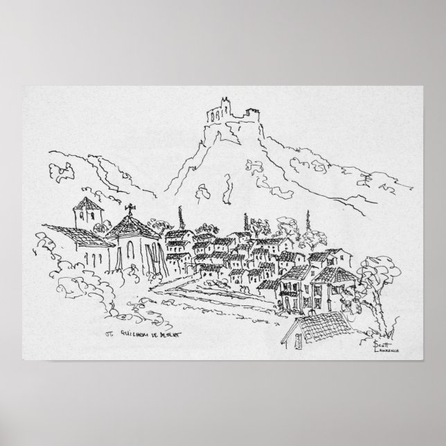 Póster Santo-Guilhem-Le-Desert, França (Frente)