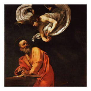 Póster Santo Inspirador Matthew Caravaggio pintura