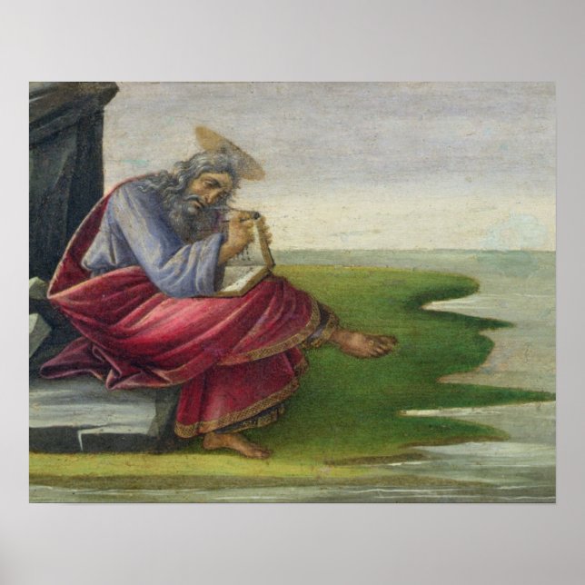 Poster Santo John, o Divino sobre Patmos, Escrevendo o Li (Frente)