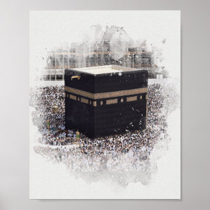Poster Santo Kaaba, Masjid Al Haram, ilustração da aqua