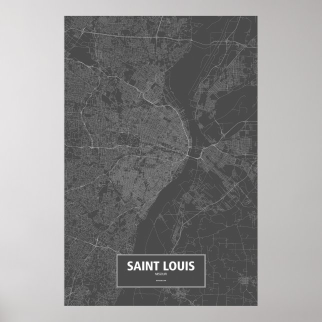 Poster Santo Louis, Missouri (branco sobre preto) (Frente)