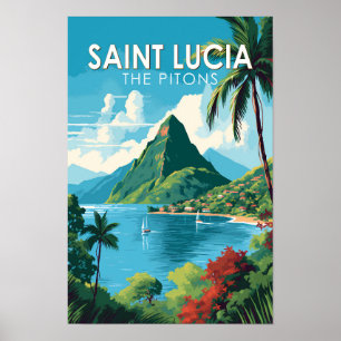 Poster Santo Lúcia, A Vintage Viagem de Arte Pitões