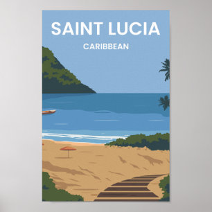 Poster Santo Lucia Caribe Viagem Place Ilustração