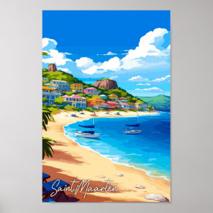 Poster Santo Maarten viagens vintage