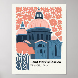 Poster Santo Marks Basilica Venice Itália viagem floral