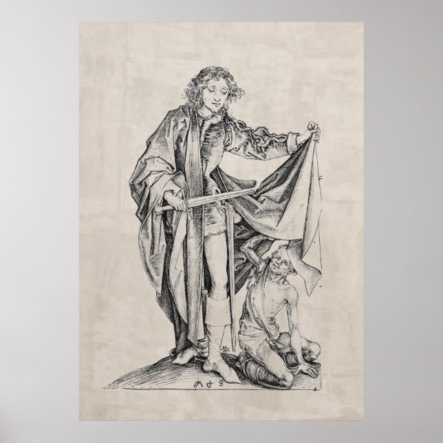 Poster Santo Martin com um mendigo (Frente)