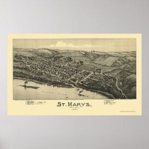 Póster Santo Mary, mapa panorâmico de WV - 1895