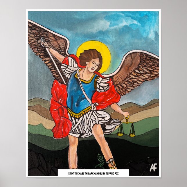 Poster Santo Michael, a pintura de Arcanjo por Alfred Fox (Frente)
