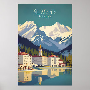 Poster Santo Moritz, Viagem de Esqui Suiça