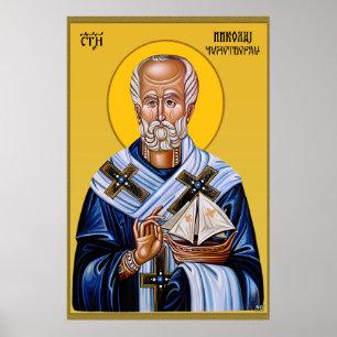 Poster Santo Nicholas, ícone ortodoxo eslavo