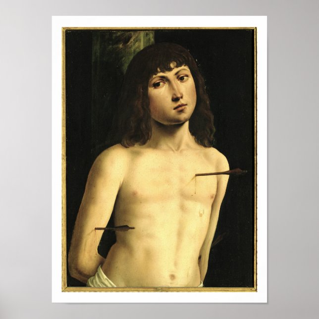 Poster Santo Sebastian, c.1490s (tempera no painel) (Frente)