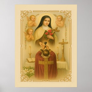 Poster Santo Thérèse do Padre Católico Lisieux em missa