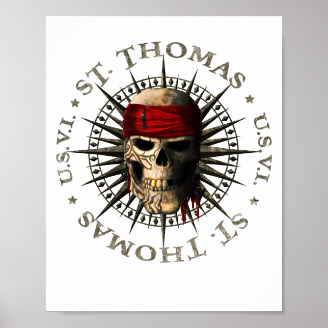 Poster Santo Thomas USVI Pirate Skull (Frente)