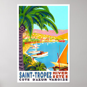 Poster Santo Tropez France viagens vintage