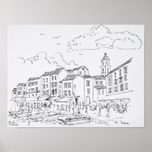 Póster Santo-Tropez Waterfront  Riviera, França