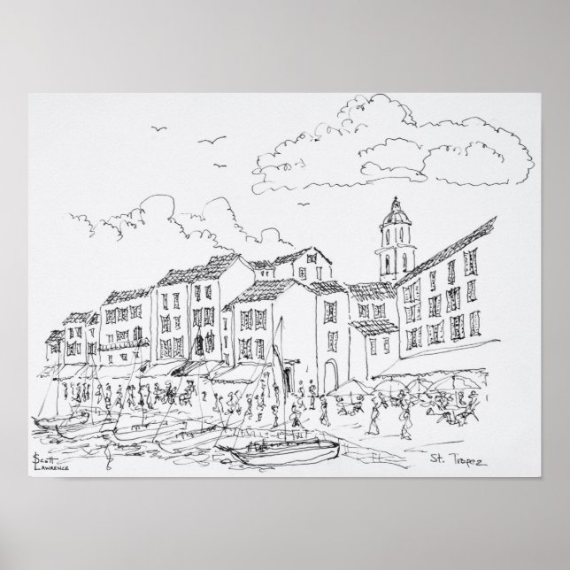 Póster Santo-Tropez Waterfront | Riviera francesa, França (Frente)