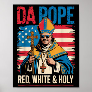 Poster Santo Vermelho Branco O Papa Dos EUA Chicago Papa