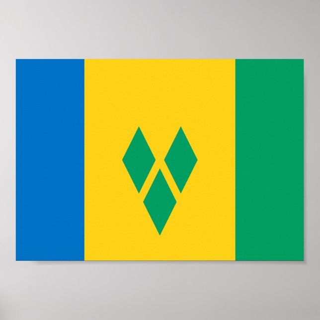 Póster Santo Vincent e bandeira das Granadinas (Frente)
